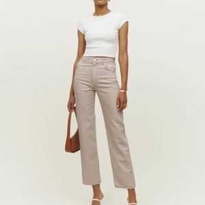 NEW WITH TAGS REFORMATION Cowboy Striped High Rise Straight Jeans Size 27